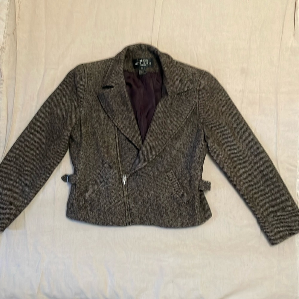 Ralph Lauren Blazer tweed, size 6p, Wool